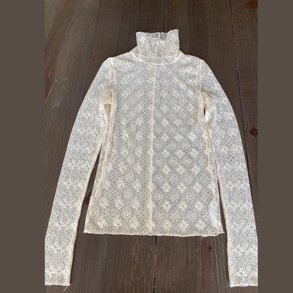 Size S. Lace blouse in Ecru by Intimately (Free People)